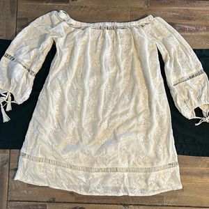 ASTR off the shoulder cream dress